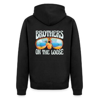 Brothers On The Loose Sibling Journey - Unisex Premium Organic Zip Hoodie - black - Back - Nico (187cm)