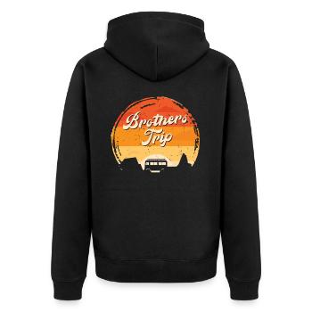 Sibling Brothers Journey - Unisex Premium Organic Zip Hoodie - black - Back - Nico (187cm)
