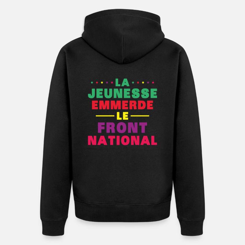 Scheiß auf die Front National - Unisex Premium Bio Zip Hoodie - Schwarz