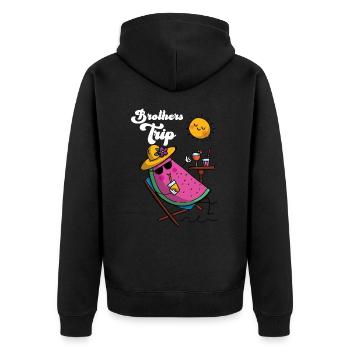 Sibling Brothers Journey - Unisex Premium Organic Zip Hoodie - black - Back - Nico (187cm)
