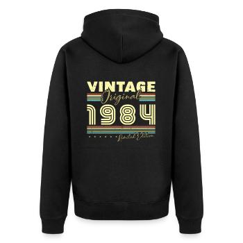 Vintage 1984 Rétro Cadeau D'anniversaire 1984 - Veste à capuche bio Premium Unisexe - noir - Dos - Nico (187cm)