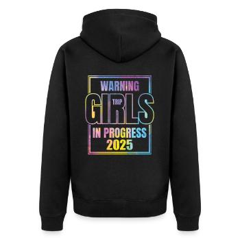 Avertissement Girls Trip In Progress 2025 - Veste à capuche bio Premium Unisexe - noir - Dos - Nico (187cm)