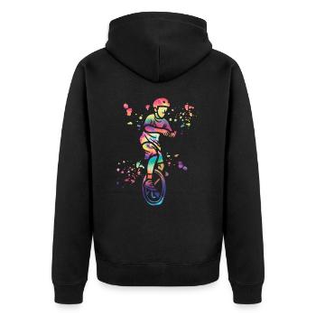 Einradfahrer Einradfahren Einrad - Unisex Premium Bio Zip Hoodie - Schwarz - Hinten - Nico (187cm)