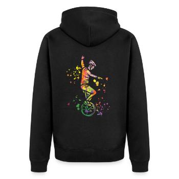 Unicycliste monocycle monocycle - Veste à capuche bio Premium Unisexe - noir - Dos - Nico (187cm)