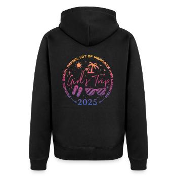 Friends Beach Laughing Girls Trip 2025 - Unisex Premium Organic Zip Hoodie - black - Back - Nico (187cm)