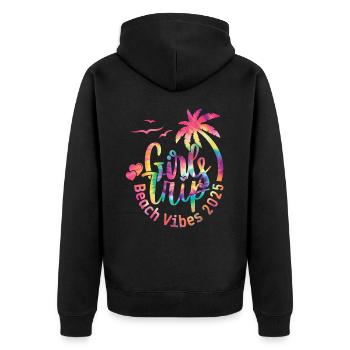 Weekend Girls Trip Beach Vibes 2025 - Unisex Premium Organic Zip Hoodie - black - Back - Nico (187cm)