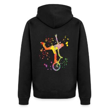 Einradfahrer Einradfahren Einrad - Unisex Premium Bio Zip Hoodie - Schwarz - Hinten - Nico (187cm)