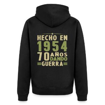 Hergestellt im Jahr 1954 70 Jahre altes Geburtstagsgeschenk - Unisex Premium Bio Zip Hoodie - Schwarz - Hinten - Nico (187cm)