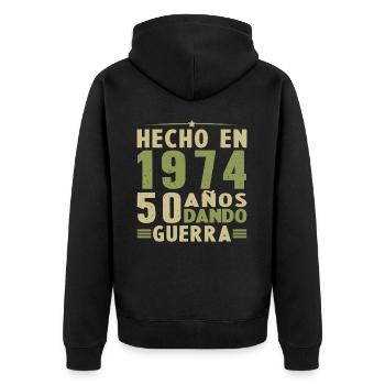 Hergestellt im Jahr 1974 50 Jahre Geburtstagsgeschenk - Unisex Premium Bio Zip Hoodie - Schwarz - Hinten - Nico (187cm)