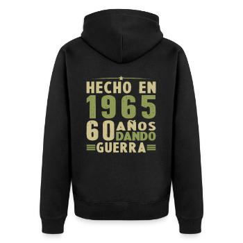 Hergestellt im Jahr 1965 60 Jahre altes Geburtstagsgeschenk - Unisex Premium Bio Zip Hoodie - Schwarz - Hinten - Nico (187cm)