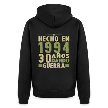 Hergestellt im Jahr 1994. Geschenk zum 30. Geburtstag - Unisex Premium Bio Zip Hoodie - Schwarz - Hinten - Nico (187cm)