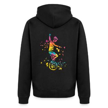 Einradfahrer Einradfahren Einrad - Unisex Premium Bio Zip Hoodie - Schwarz - Hinten - Nico (187cm)