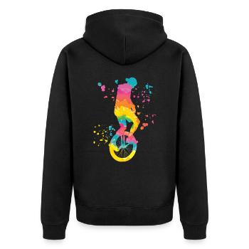 Einradfahrer Einradfahren Einrad - Unisex Premium Bio Zip Hoodie - Schwarz - Hinten - Nico (187cm)
