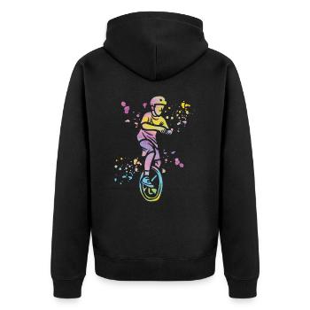 Einradfahrer Einradfahren Einrad - Unisex Premium Bio Zip Hoodie - Schwarz - Hinten - Nico (187cm)