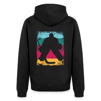 Eishockeyspieler Vintage Eishockey - Unisex Premium Bio Zip Hoodie - Schwarz - Hinten - Nico (187cm)