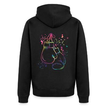 Boxen Kämpfer Kinder Boxen Match Boxer - Unisex Premium Bio Zip Hoodie - Schwarz - Hinten - Nico (187cm)
