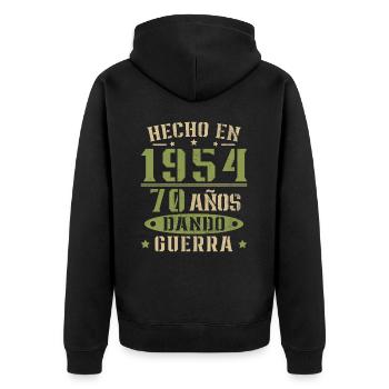 Hergestellt im Jahr 1954 70 Jahre altes Geburtstagsgeschenk - Unisex Premium Bio Zip Hoodie - Schwarz - Hinten - Nico (187cm)