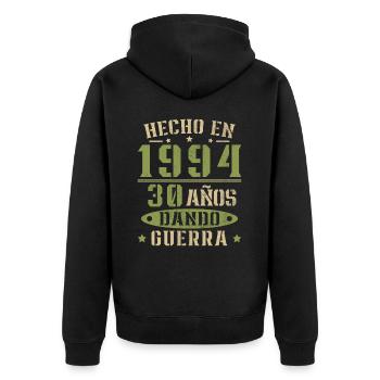 Hergestellt im Jahr 1994. Geschenk zum 30. Geburtstag - Unisex Premium Bio Zip Hoodie - Schwarz - Hinten - Nico (187cm)