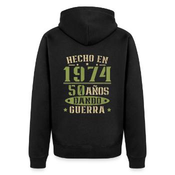 Hergestellt im Jahr 1974 50 Jahre Geburtstagsgeschenk - Unisex Premium Bio Zip Hoodie - Schwarz - Hinten - Nico (187cm)