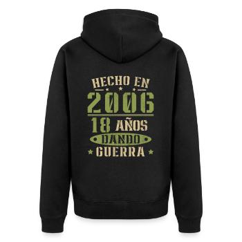 18 Jahre altes Geburtstagsgeschenk aus dem Jahr 2006 - Unisex Premium Bio Zip Hoodie - Schwarz - Hinten - Nico (187cm)