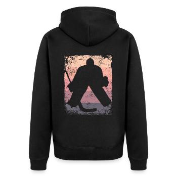 Eishockeyspieler Vintage Eishockey - Unisex Premium Bio Zip Hoodie - Schwarz - Hinten - Nico (187cm)