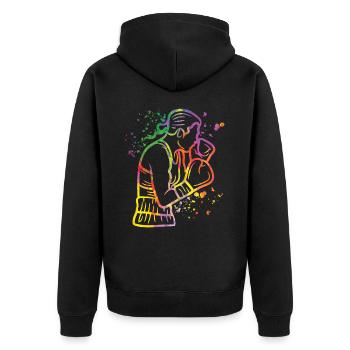 Boxing Fighter Kids Boxing Match Boxer - Unisex Premium Organic Zip Hoodie - black - Back - Nico (187cm)