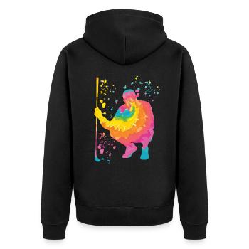 Golfer Colorsplash Kinder Miniaturgolf - Unisex Premium Bio Zip Hoodie - Schwarz - Hinten - Nico (187cm)