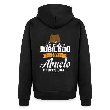 Ich bin nicht im Ruhestand, ich bin ein berufstätiger Großvater - Unisex Premium Bio Zip Hoodie - Schwarz - Hinten - Nico (187cm)