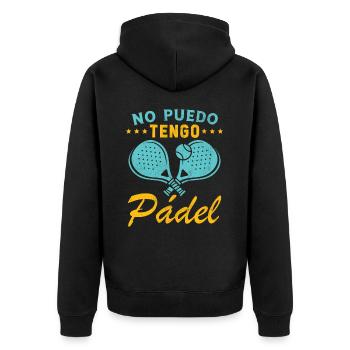 Fun Padel I Can't I Have Padel Padel Player - Unisex Premium Bio Zip Hoodie - Schwarz - Hinten - Nico (187cm)