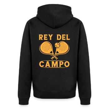 Fun Padel Player King Of The Padel Field Padelist - Unisex Premium Organic Zip Hoodie - black - Back - Nico (187cm)