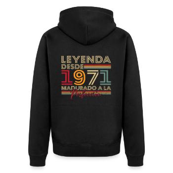 Légende depuis 1971 Cadeau d’anniversaire - Veste à capuche bio Premium Unisexe - noir - Dos - Nico (187cm)