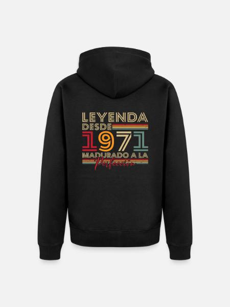 Legend since 1971 Birthday Gift - Unisex Premium Organic Zip Hoodie - black