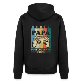 Dad 2025 Internship Funny Future Dad - Unisex Premium Organic Zip Hoodie - black - Back - Nico (187cm)