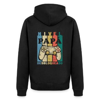 Dad Trainee Funny Future Dad Ad Em - Unisex Premium Organic Zip Hoodie - black - Back - Nico (187cm)