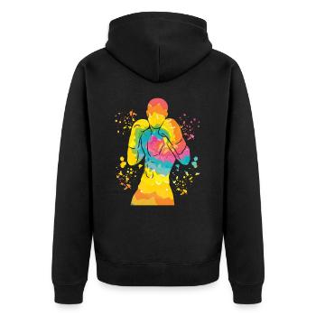 Boxing Fighter Kids Boxing Match Boxer - Unisex Premium Organic Zip Hoodie - black - Back - Nico (187cm)