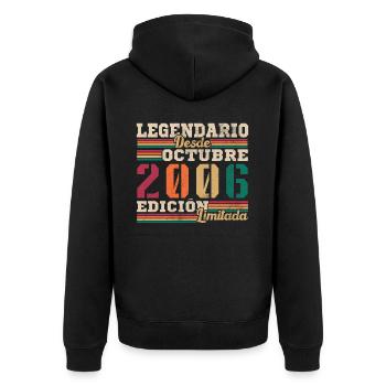 Legendary since 2006 October - Unisex Premium Organic Zip Hoodie - black - Back - Nico (187cm)
