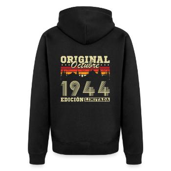 October 1944 Vinatge 1944 Birthday Gift - Unisex Premium Organic Zip Hoodie - black - Back - Nico (187cm)