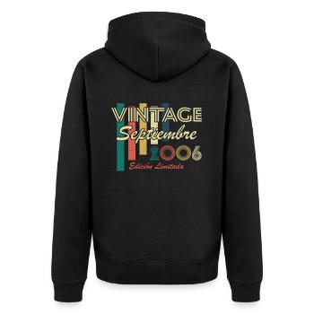 September 2006 Retro Vintage Geburtstagsgeschenk - Unisex Premium Bio Zip Hoodie - Schwarz - Hinten - Nico (187cm)
