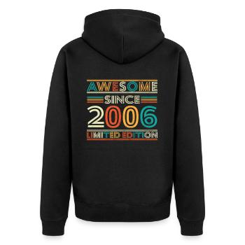 Beeindruckend seit 2006 - Unisex Premium Bio Zip Hoodie - Schwarz - Hinten - Nico (187cm)