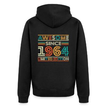 Beeindruckend seit 1964 - Unisex Premium Bio Zip Hoodie - Schwarz - Hinten - Nico (187cm)