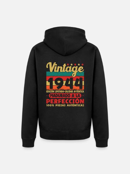 Vinatge 1944 Birthday Gift - Unisex Premium Organic Zip Hoodie - black