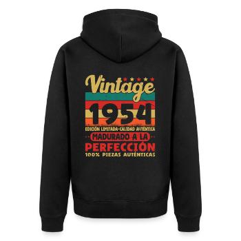 Vinatge 1954 Cadeau d’anniversaire - Veste à capuche bio Premium Unisexe - noir - Dos - Nico (187cm)