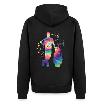 Golfer Colorsplash Kinder Miniaturgolf - Unisex Premium Bio Zip Hoodie - Schwarz - Hinten - Nico (187cm)