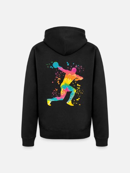 Diskuswerfer Colorsplash Diskuswurf - Unisex Premium Bio Zip Hoodie - Schwarz