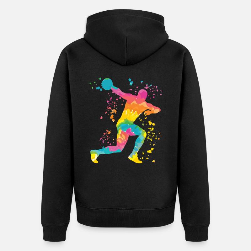 Diskuswerfer Colorsplash Diskuswurf - Unisex Premium Bio Zip Hoodie - Schwarz
