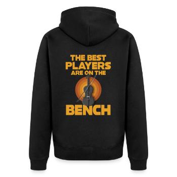 Die Besten Spieler Contra Bass Violoncello - Unisex Premium Bio Zip Hoodie - Schwarz - Hinten - Nico (187cm)