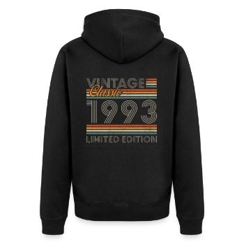 Vintage 1993 Birthday Gift 1993 - Unisex Premium Organic Zip Hoodie - black - Back - Nico (187cm)