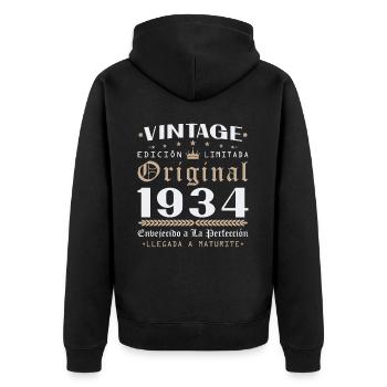 Vinatge 1934 Geburtstagsgeschenk - Unisex Premium Bio Zip Hoodie - Schwarz - Hinten - Nico (187cm)