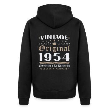 Vinatge 1954 Geburtstagsgeschenk - Unisex Premium Bio Zip Hoodie - Schwarz - Hinten - Nico (187cm)