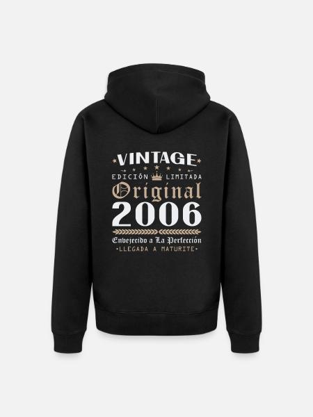 Vinatge 2006 Birthday Gift - Unisex Premium Organic Zip Hoodie - black